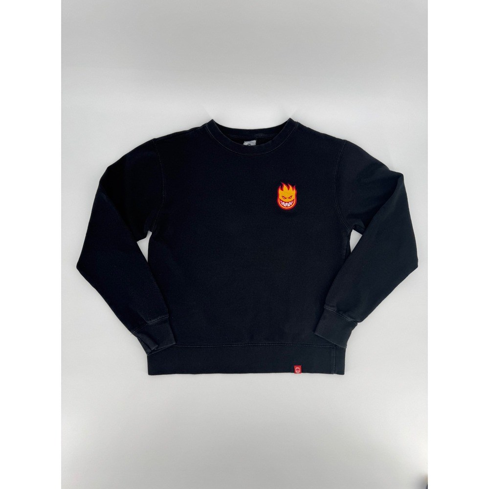 Spitfire Wheels Bighead Embroidered Logo Crewneck Sweatshirt Black Mens Sz Small